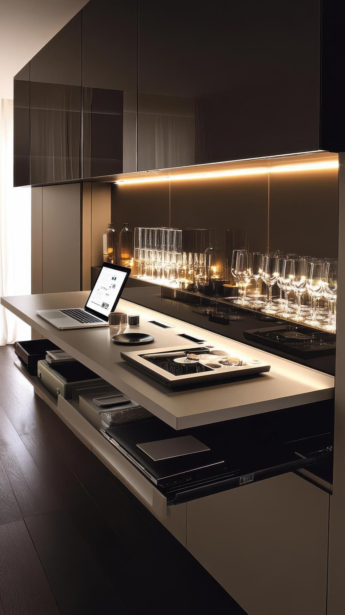 Sala cucina professionale con superfici eleganti